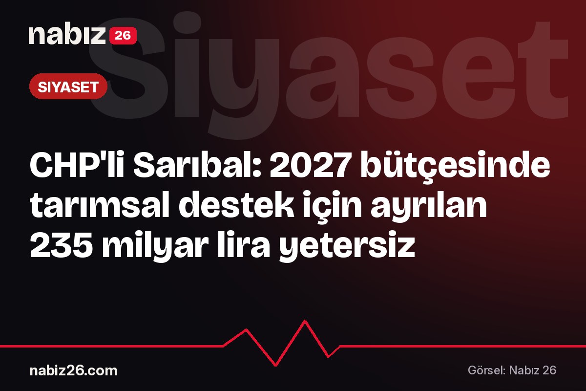 CHP'li Sarıbal: 2027 bütçesinde tarımsal destek için ayrılan 235 milyar lira yetersiz